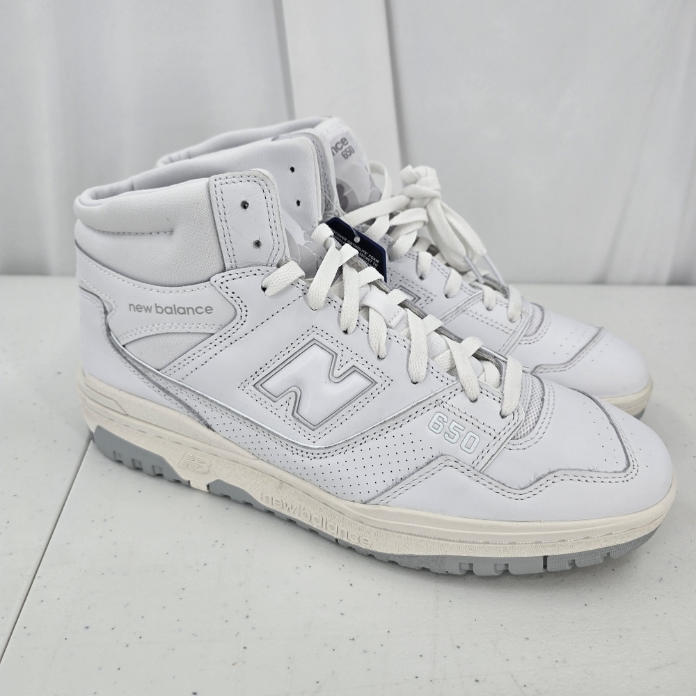 NEW New Balance 650 Men's Size 11.5 White Grey Leather Sneakers BB650RWW Hi Top.